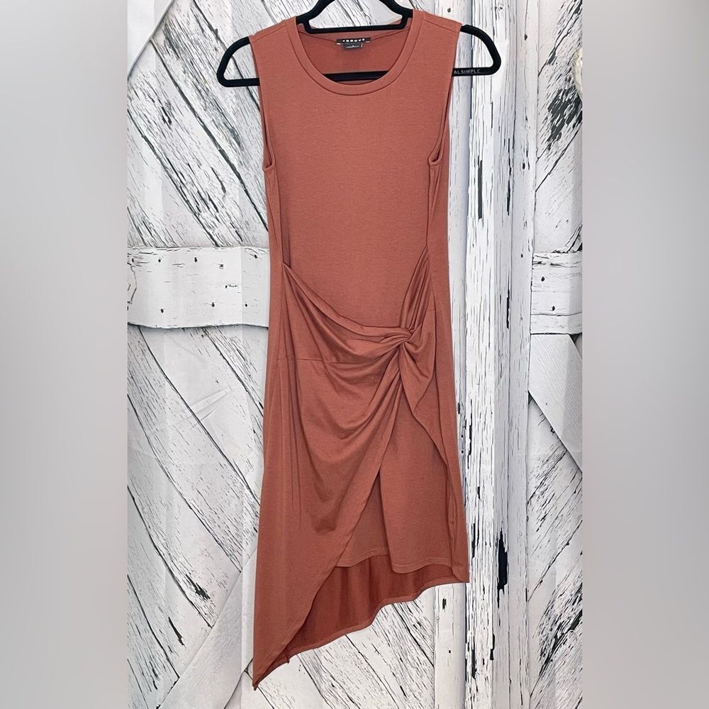 Trouve’ Knit Dress Sleeveless Sarong Style Asymmetrical Hemline Size S